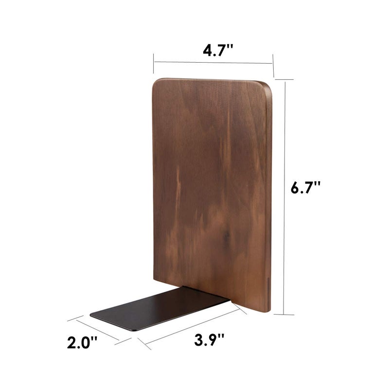 Pandapark Wood Bookends Non-Skid Bookend for Shelves Heavy Duty Bookends Book Stand for Books/CDs 1 Pair - Image 2